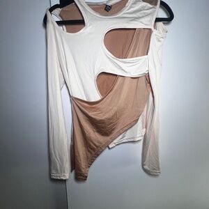 Tan Color block Mid drift Top